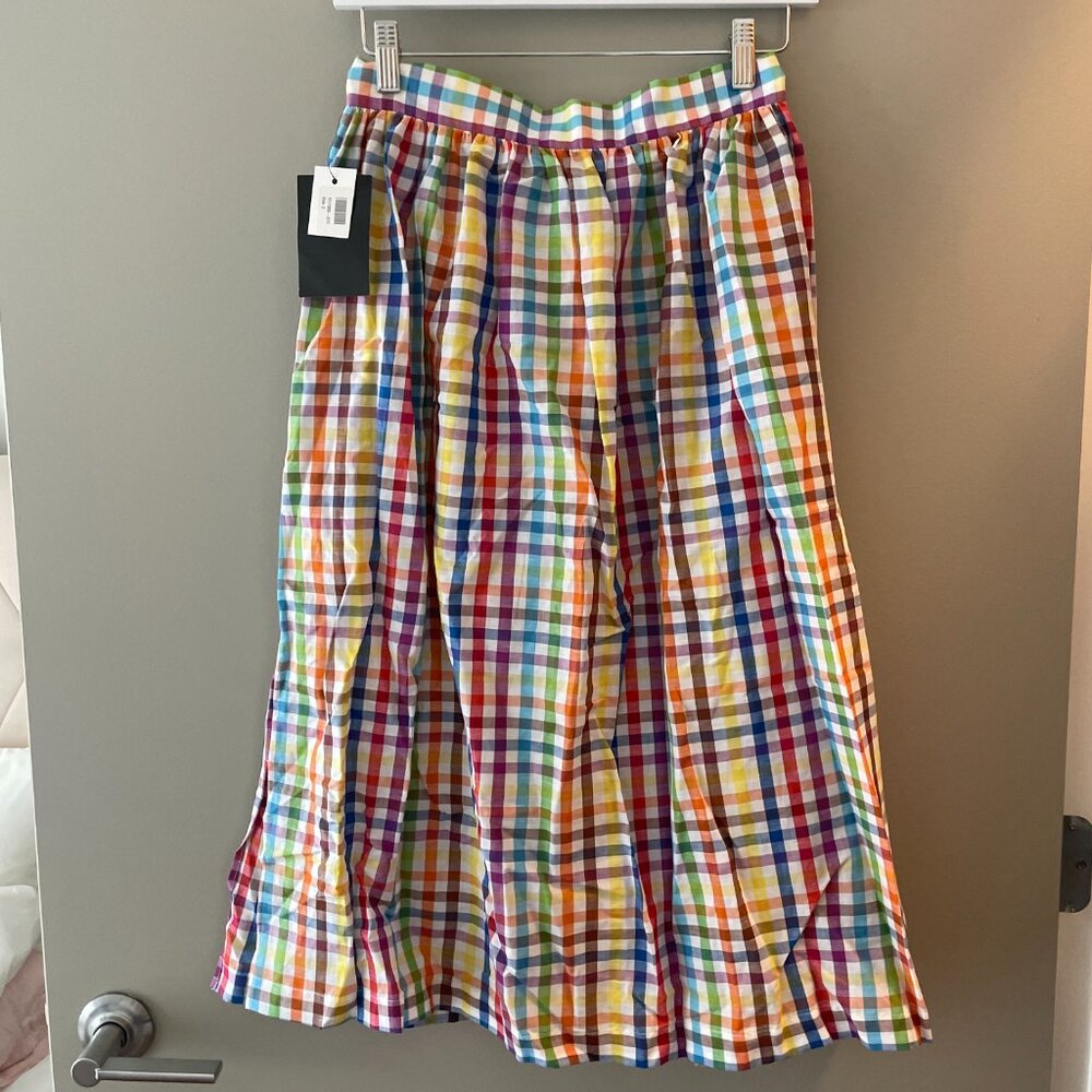 NWT MDS Stripes Rainbow Gingham Skirt Size 2 - Picture 3 of 5